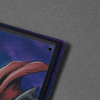 A detail shot of the Death Wish Coffee Allfather's Coffee Club Tin Sign.