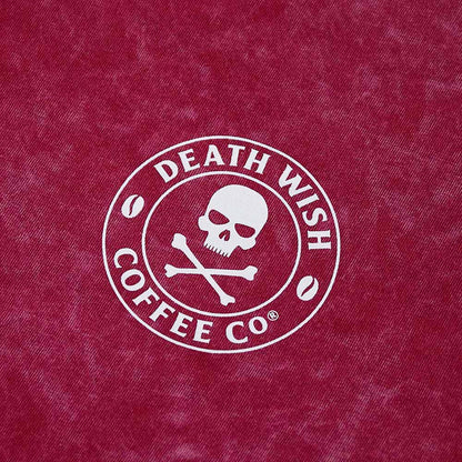 A close up of the Death Wish Coffee Red The Room Tee.
