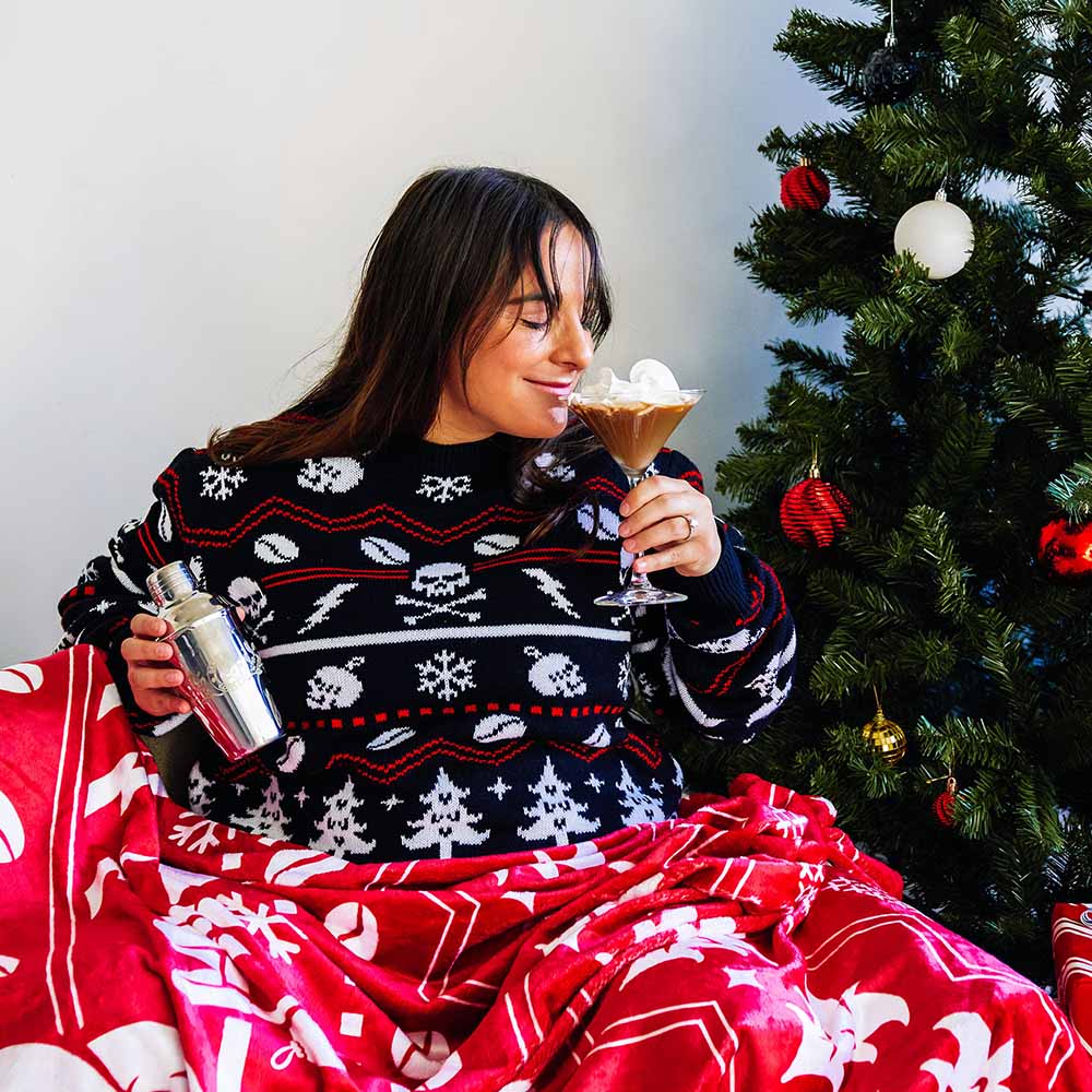 Relaxing in the Death Wish Coffee & Chill Blanket.