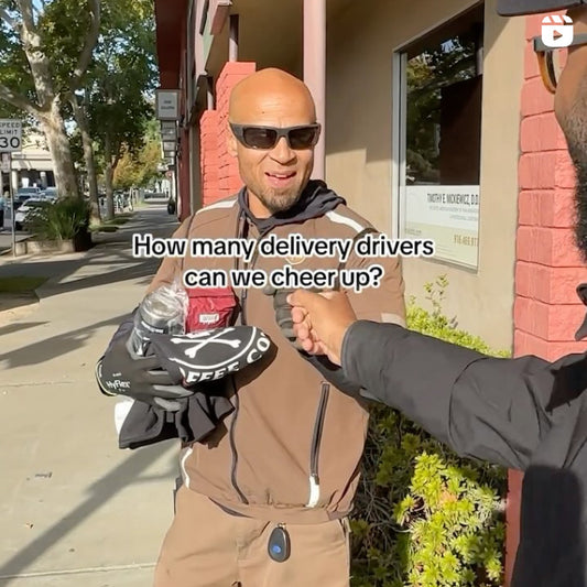 Giving Death Wish Coffee to delivery drivers to thank them during the Holiday season. 