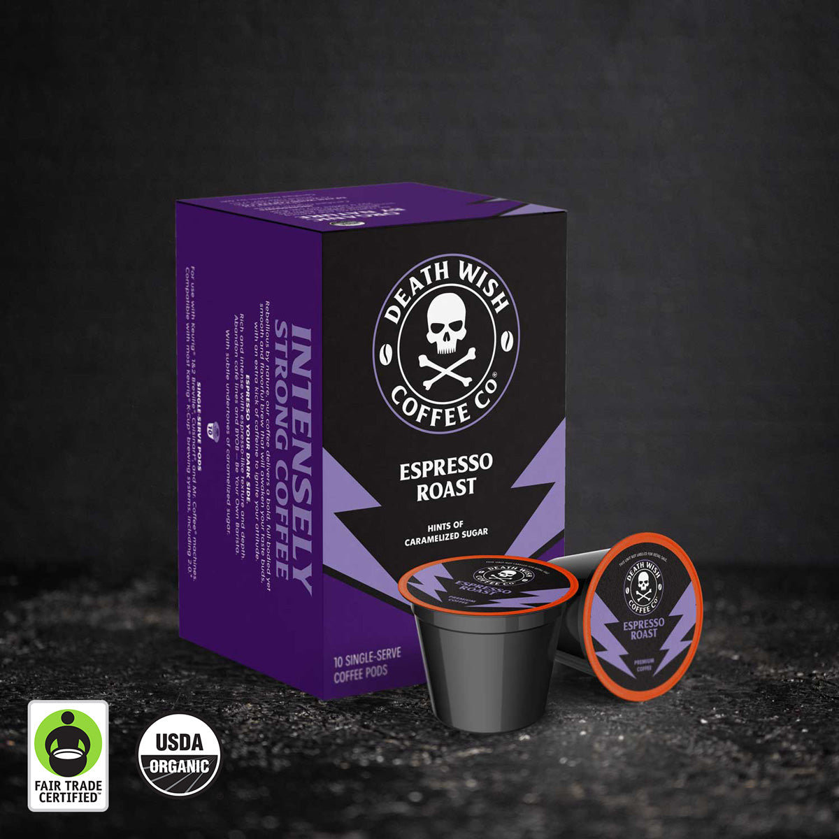 Death Wish Coffee Espresso Roast Single-Serve Coffee Pods - 10 Count