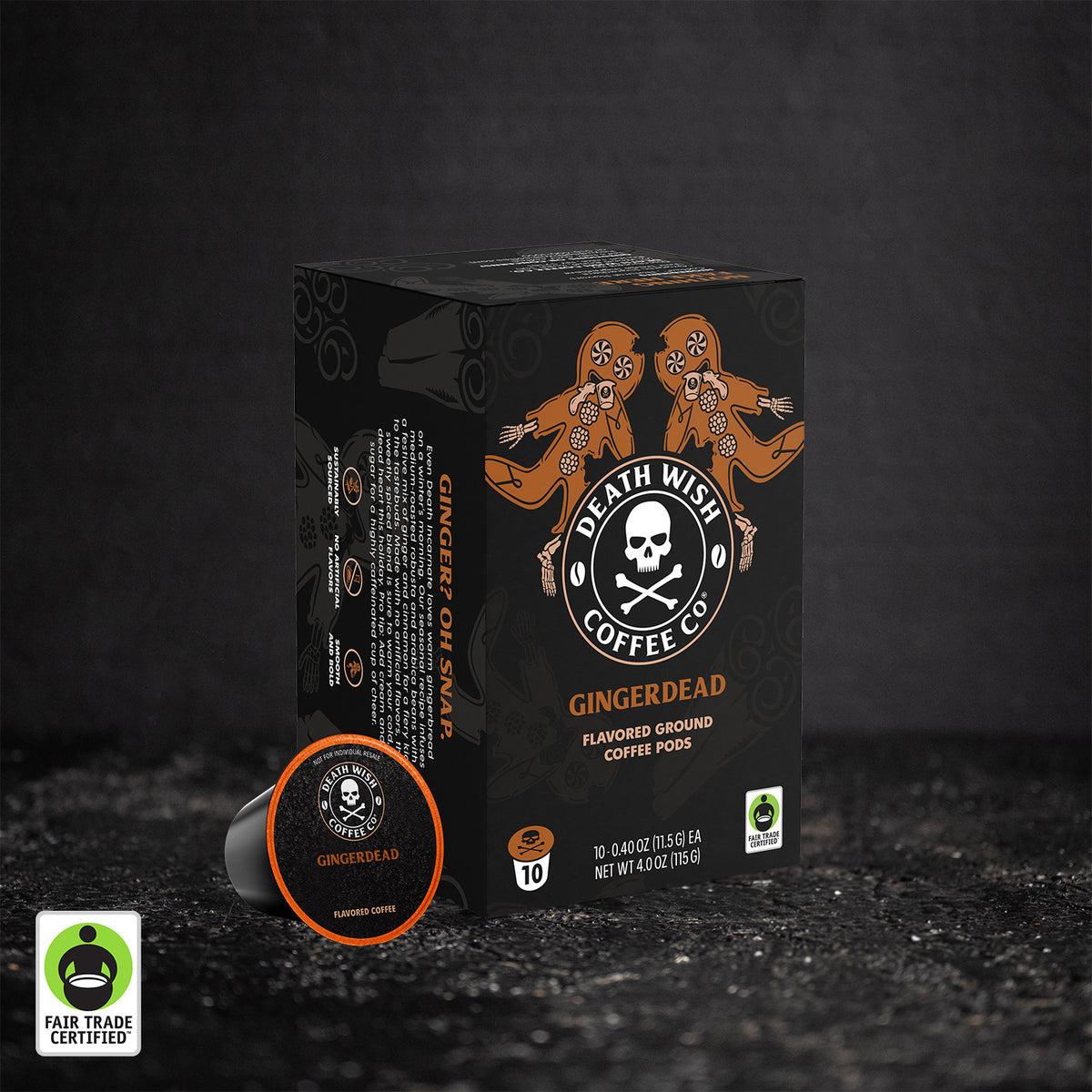 Shop Gingerbread flavored Gingerdead Death Wish Coffee Single-Serve Pods.
