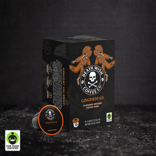 Shop Gingerbread flavored Gingerdead Death Wish Coffee Single-Serve Pods.