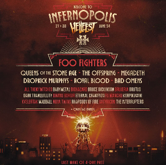 The artist and band lineup for Infernopolis Hellfest 2024 including Dropkick Murphys.