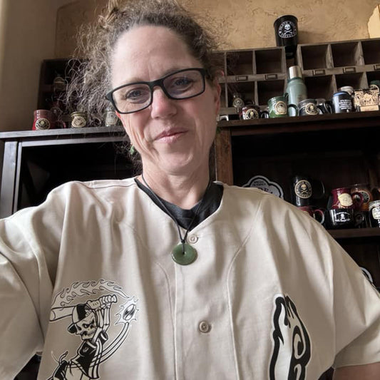 A customer repping the Creamators in her Swig League jersey.