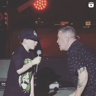 A kid singing on stage with Dropkick Murphys at a recent show in Reno.