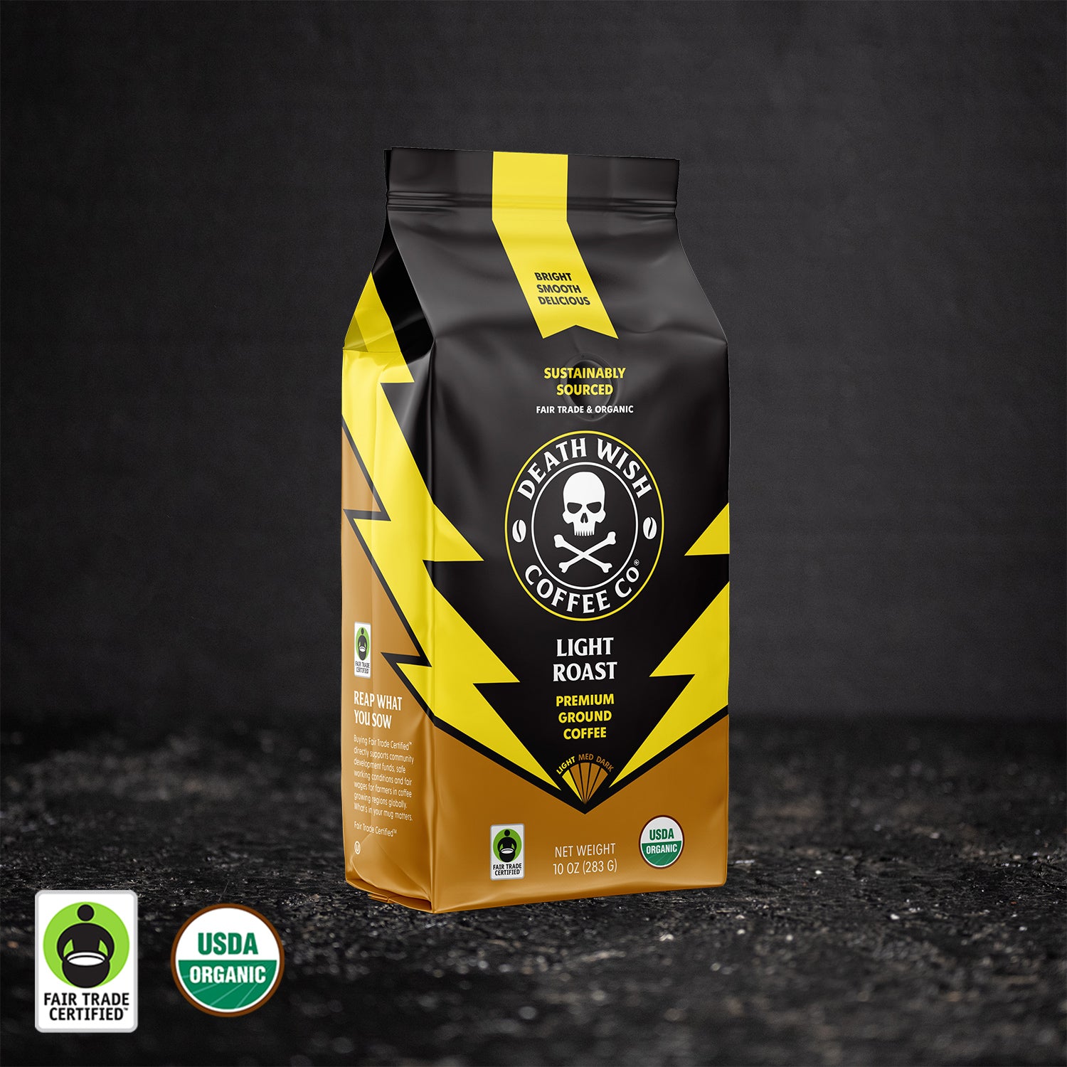 Death Wish Coffee Light Roast Coffee (10oz Ground).