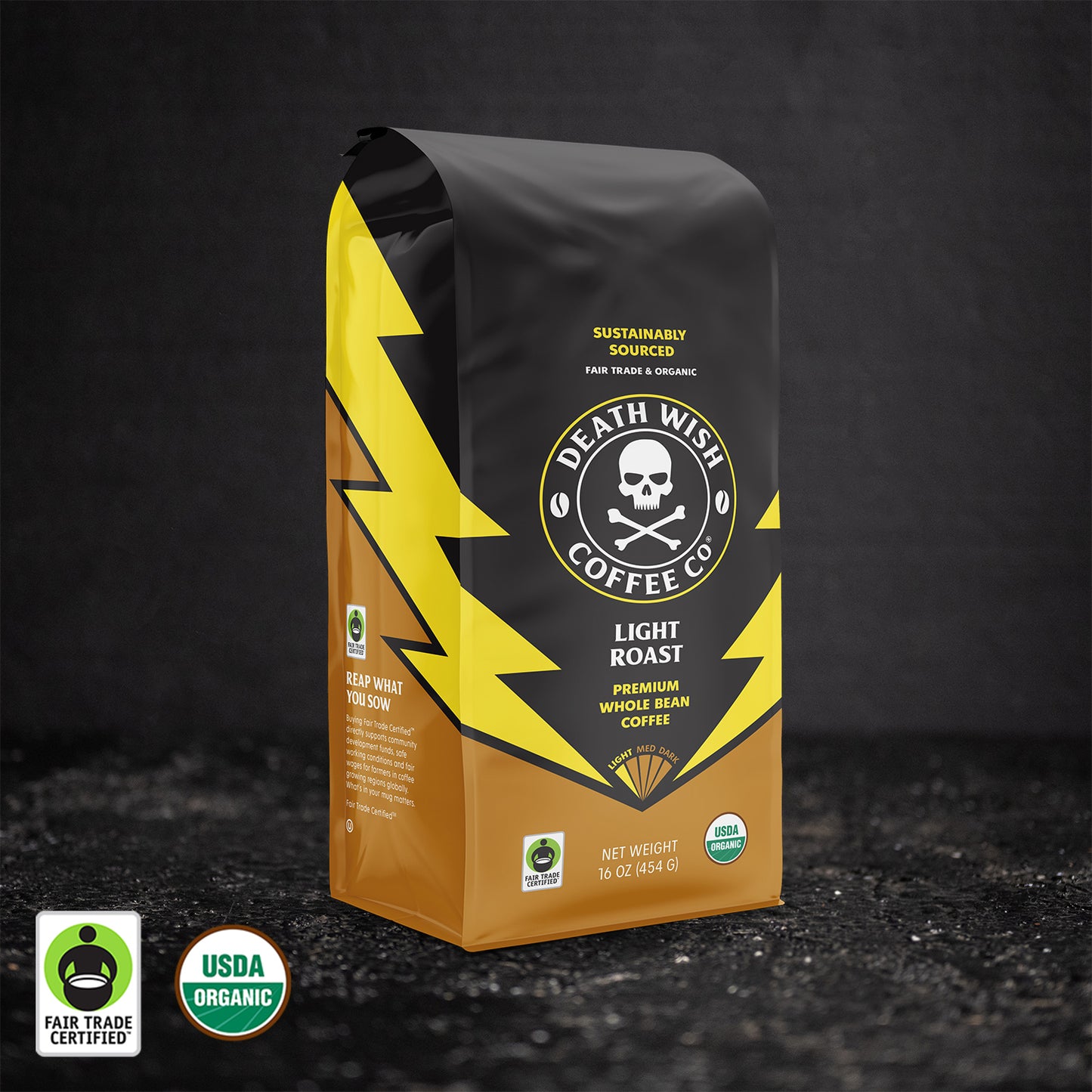 Death Wish Coffee Light Roast Whole Bean Coffee - 16oz.