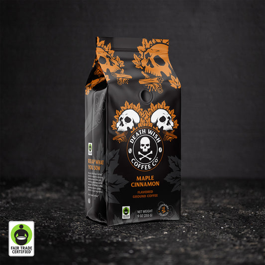 Delve into cinn with Maple Cinnamon flavored Death Wish Coffee.