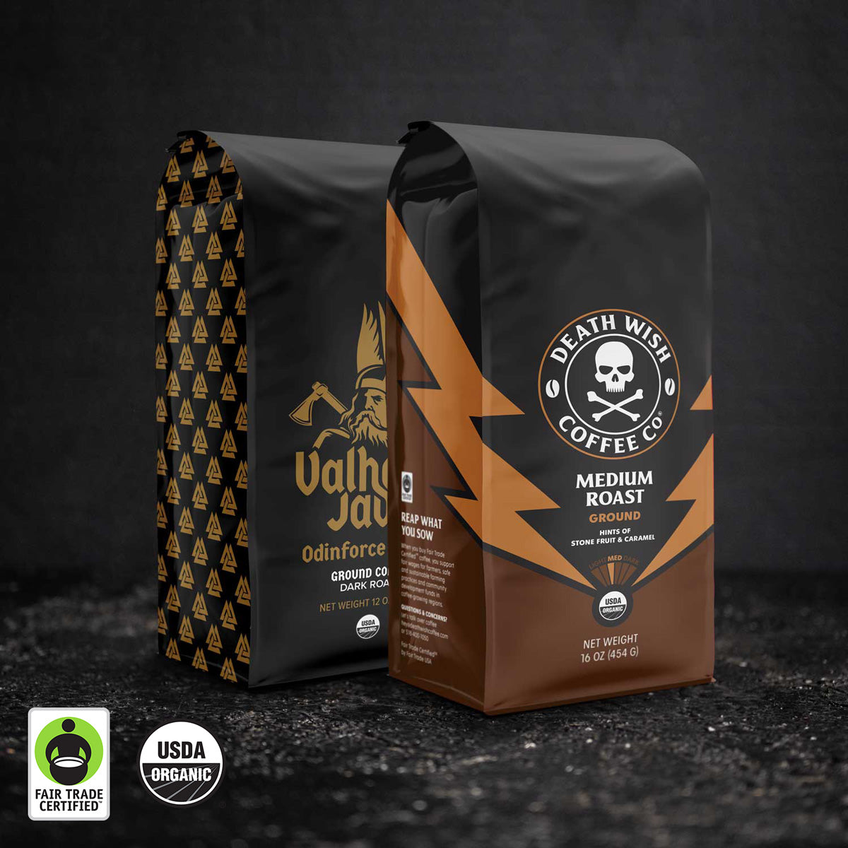 Death Wish Coffee Medium Roast + Valhalla Java Ground Bundle