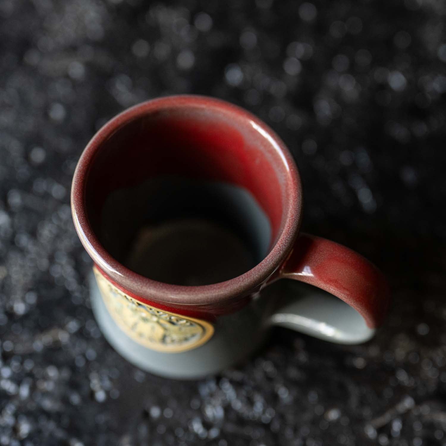 Top down view of the Death Wish Coffee Mothman Mug