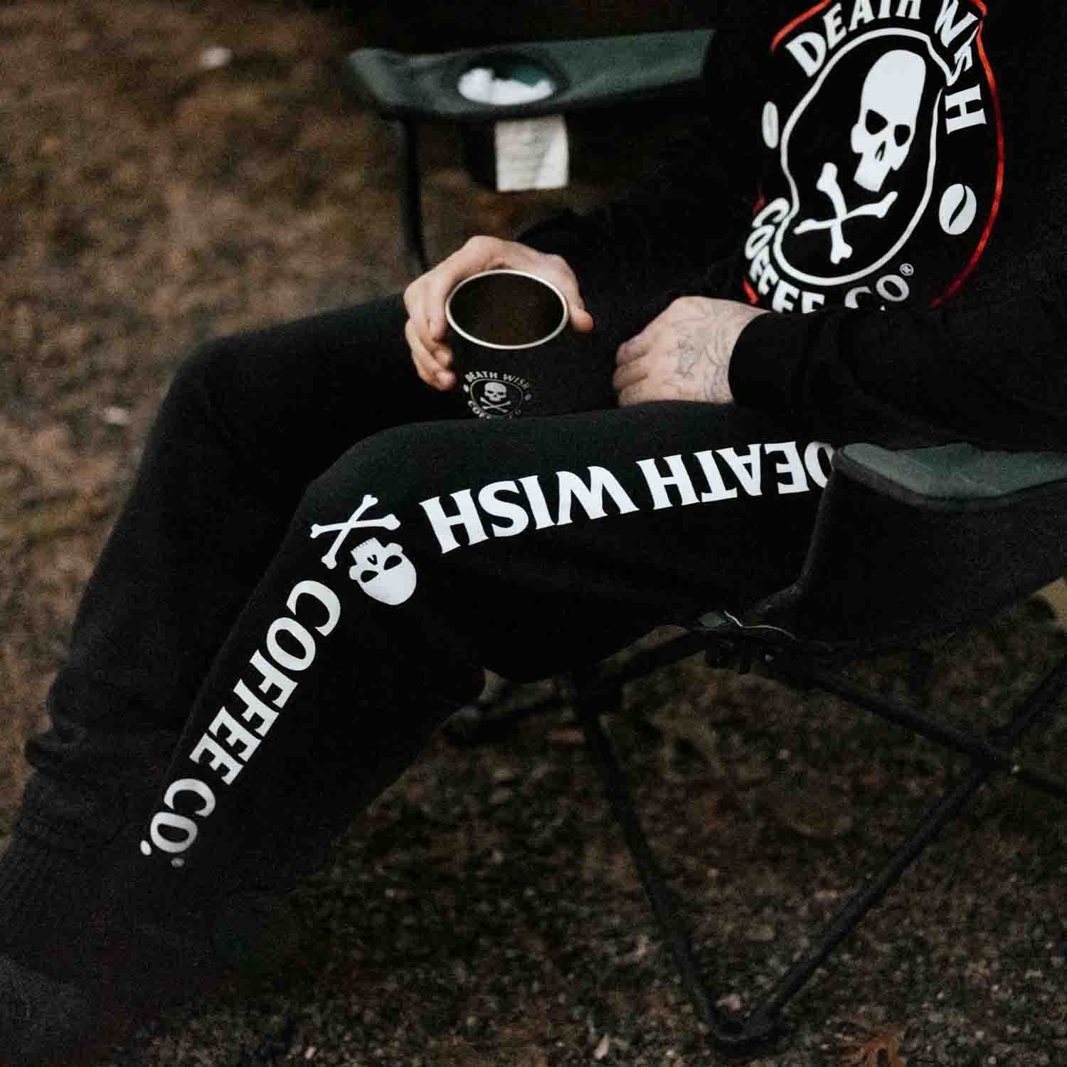 Start your morning with coffee and the Death Wish Coffee No Sleep Sweatpants.