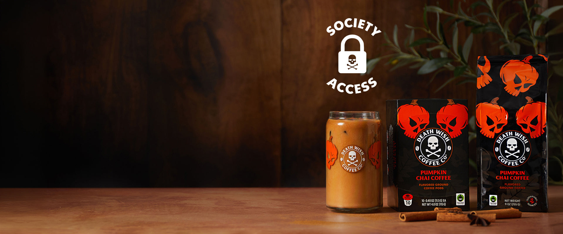 Unlock society access to Pumpkin Chai Death Wish Coffee.