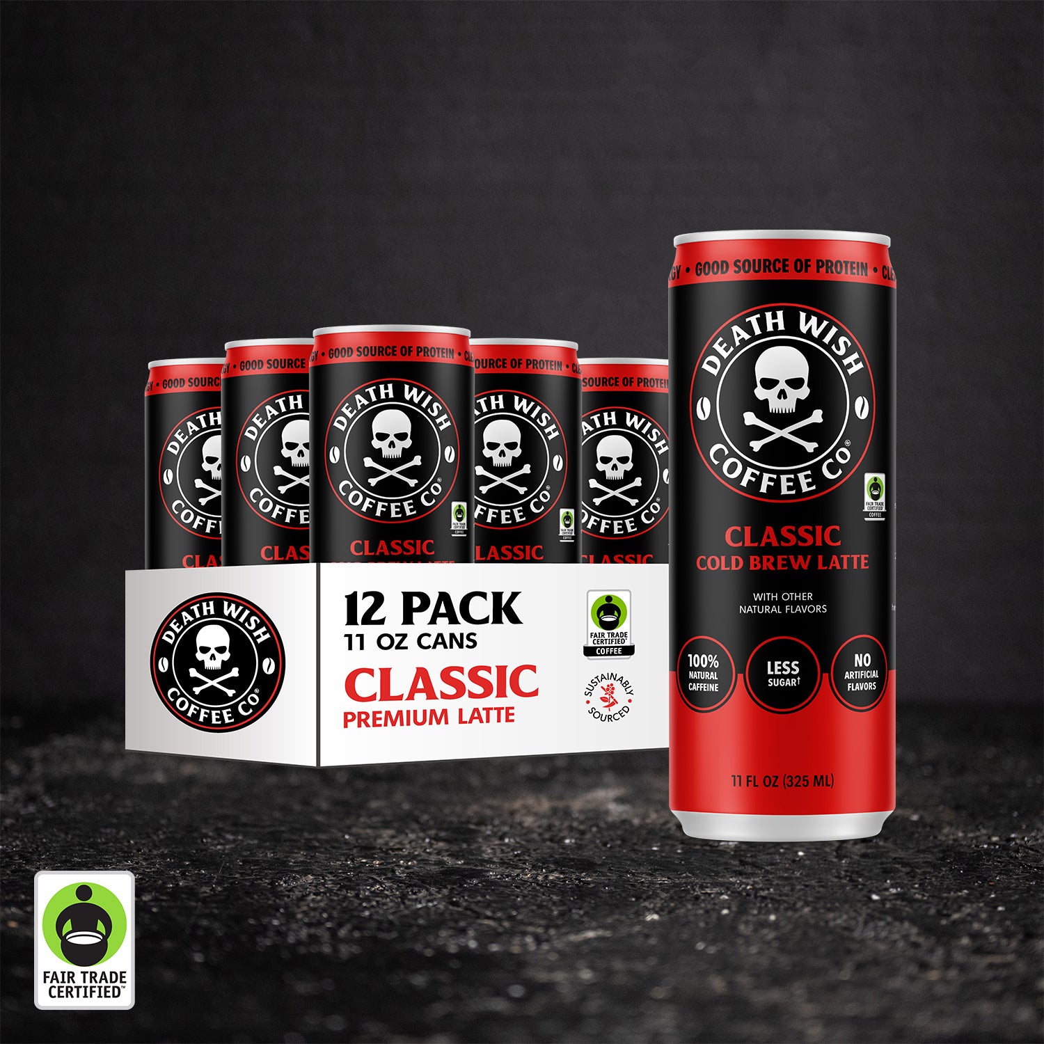 Death Wish Coffee Classic (Original) Cold Brew Latte 12 Pack.