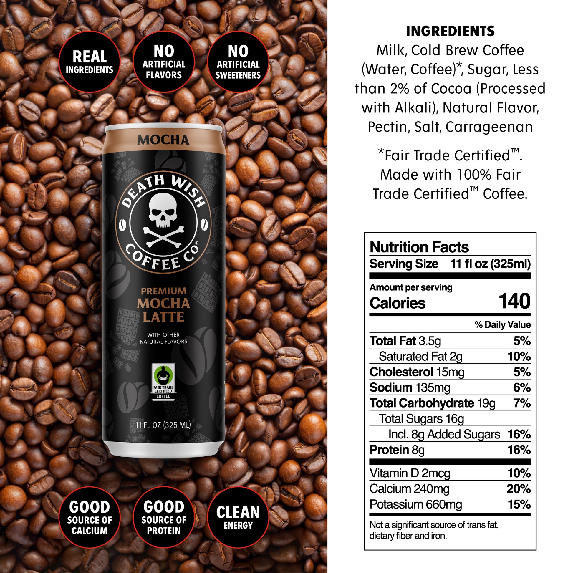 Death Wish Coffee Mocha Latte Ingredients and Nutrition Facts.