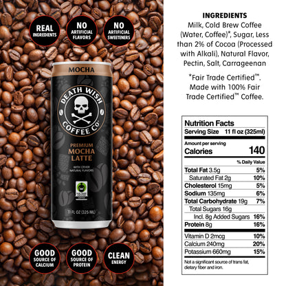 Death Wish Coffee Mocha Latte Ingredients and Nutrition Facts.