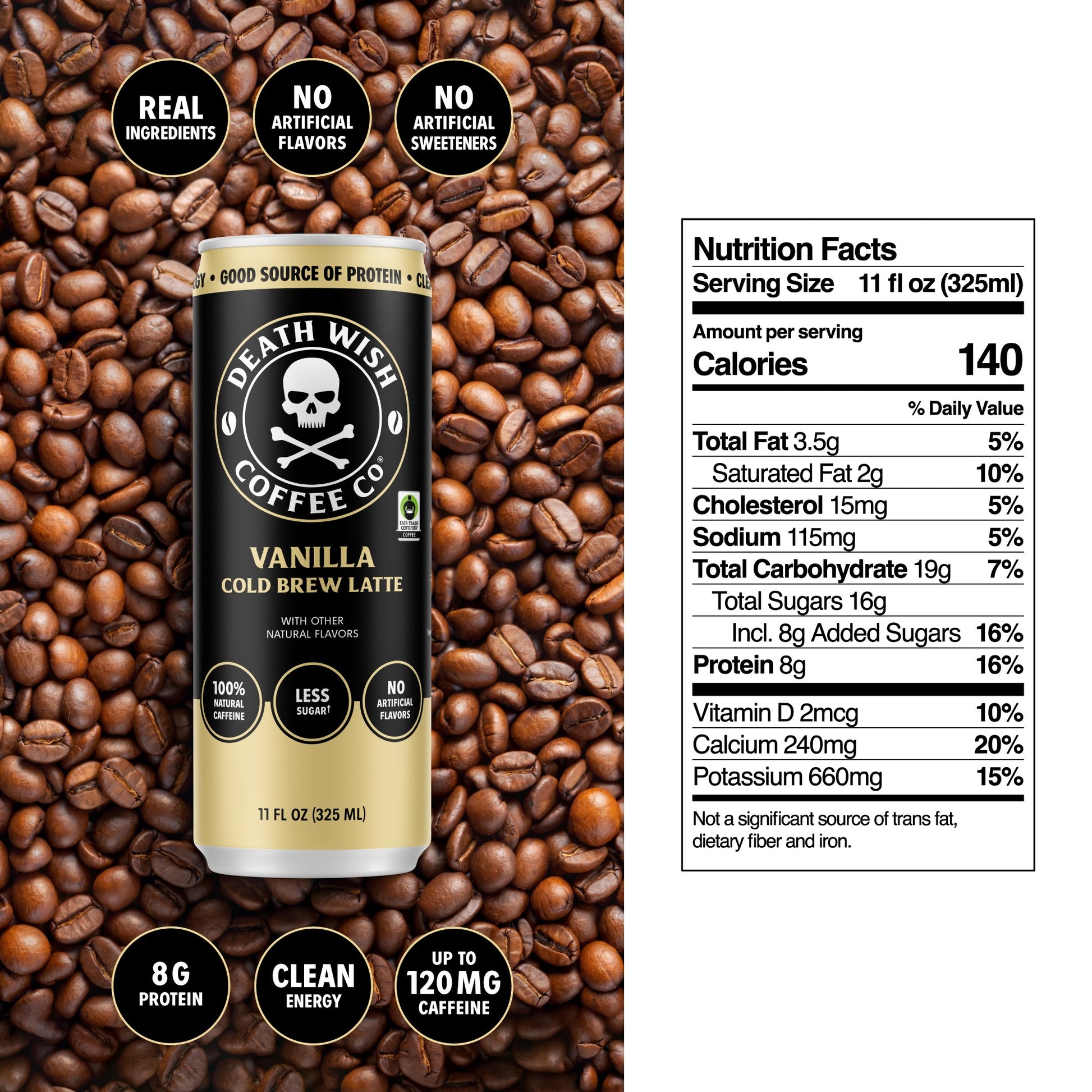 Death Wish Coffee Vanilla Cold Brew Latte Nutrition Facts.