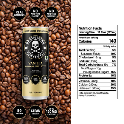 Death Wish Coffee Vanilla Cold Brew Latte Nutrition Facts.