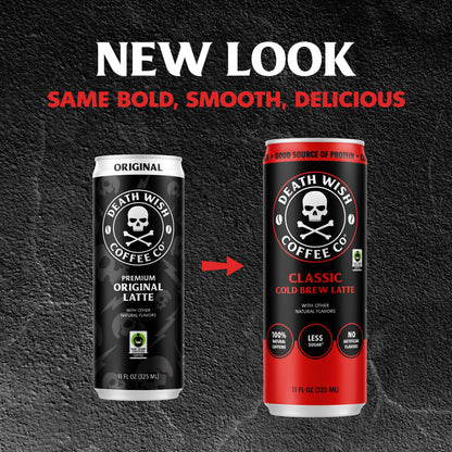 Death Wish Coffee Classic (Original) Cold Brew Latte - New Can Design.