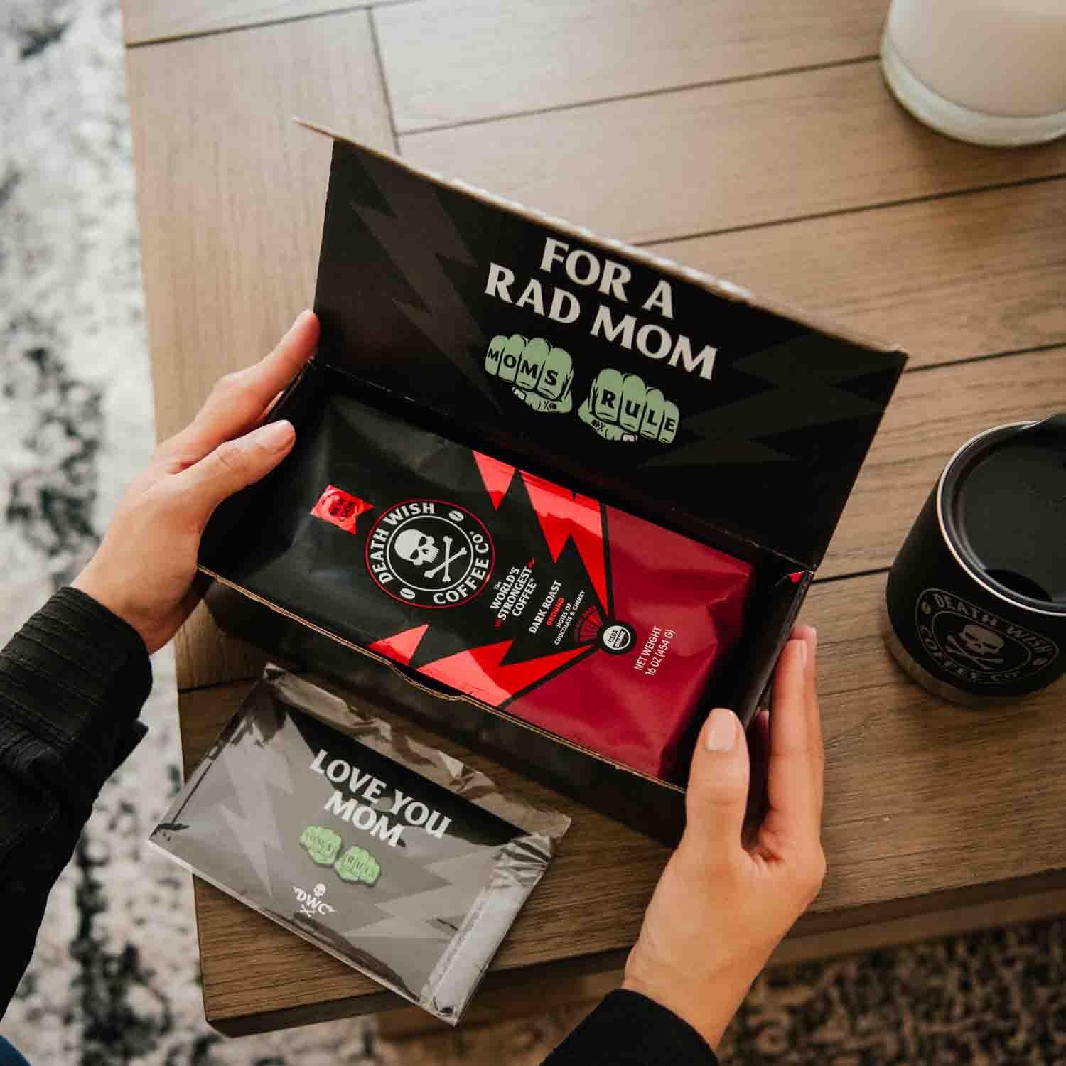 Unboxing the Death Wish Coffee Rad Mom Kit.