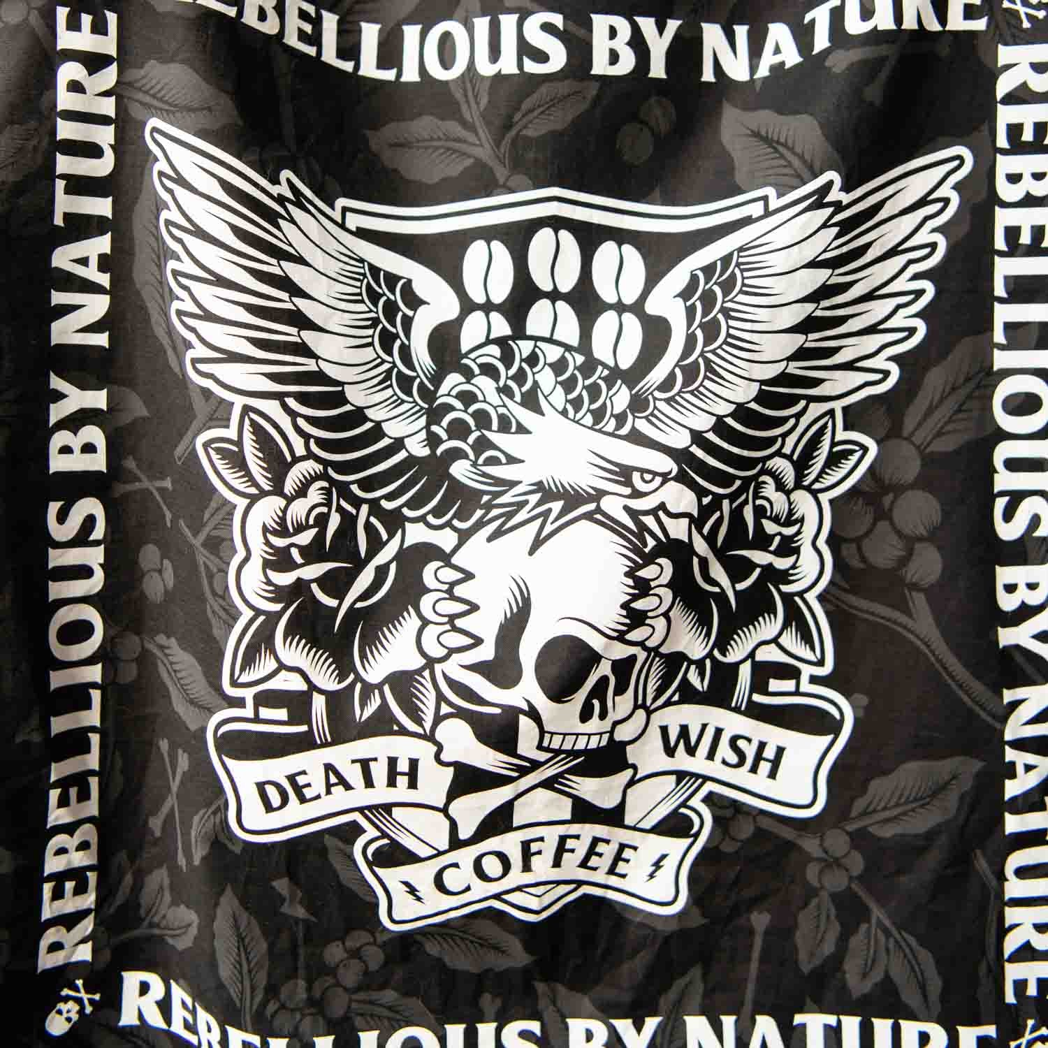 Death Wish Coffee Eagle Crest Rebellious by Nature Bandana - Close Up