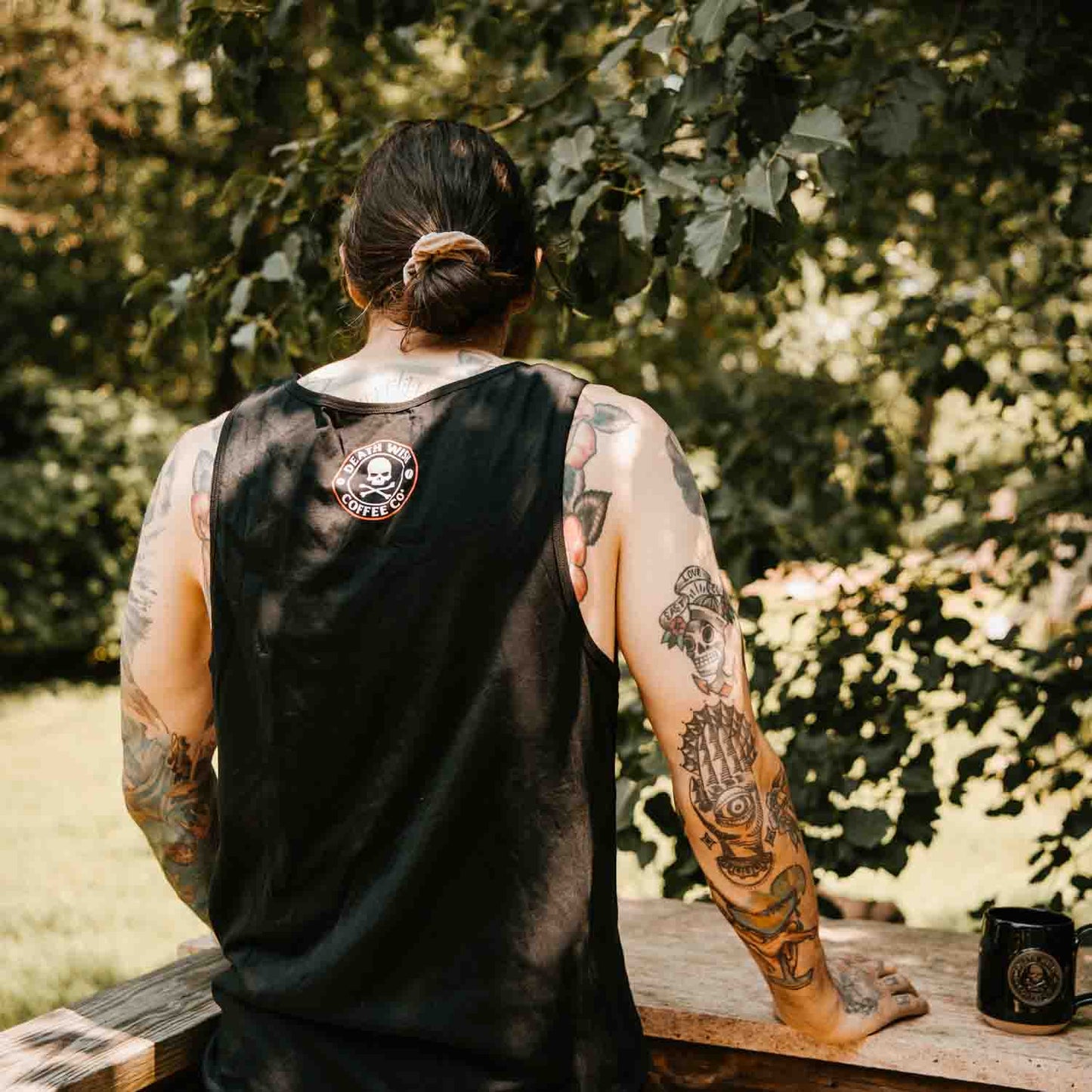 Taking in the view in the Death Wish Coffee Lights Out Tank.