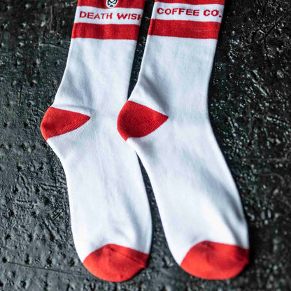 Death Wish Coffee White Classic Socks - Toe Detail