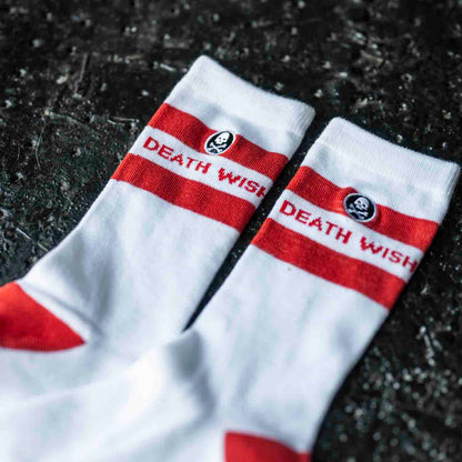 Death Wish Coffee White Classic Socks - Embroidery Detail