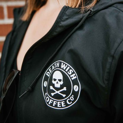 Death Wish Coffee Classic Logo Windbreaker Close Up